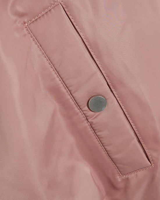 River Island Womens Bomber Jacket Pink Oversized Ruched Hem - Image 5