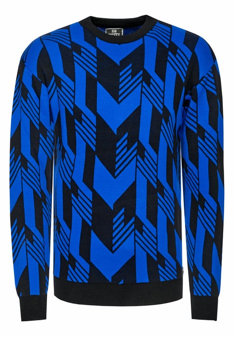 Contrast Fine Knit Round Neck Sweater - Image 1