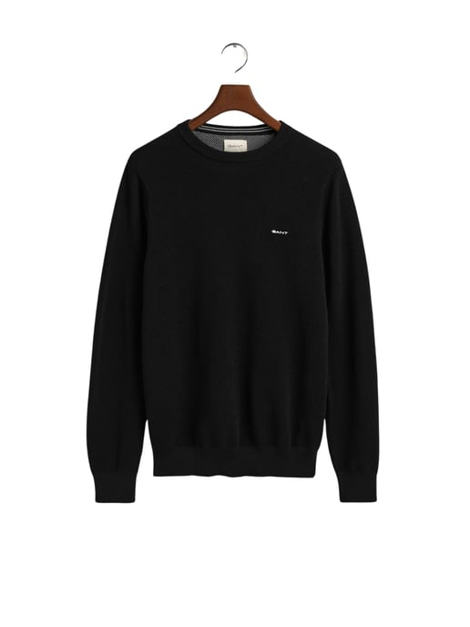 GANT Mens Cotton Pique Crew Neck Jumper - Image 1
