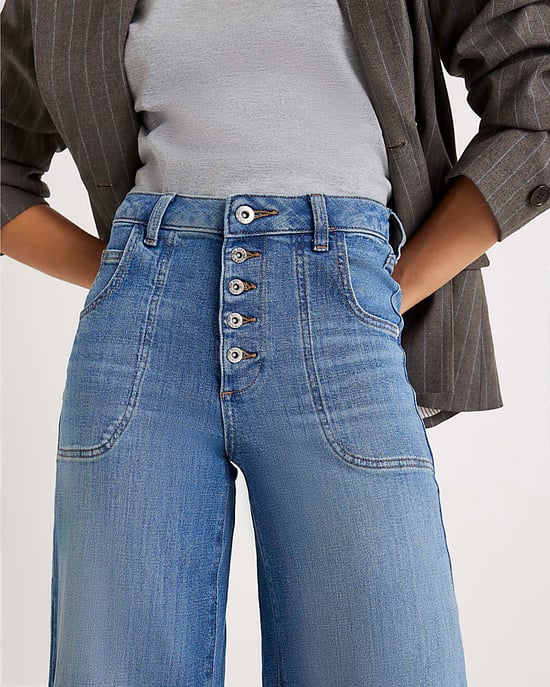 River Island Womens Wide Leg Jeans Blue Pocket Front - Image 4