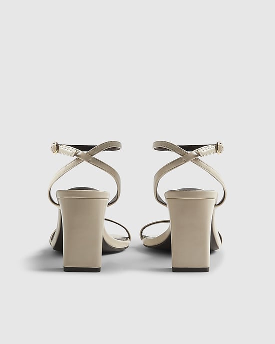 River Island Womens Heeled Sandals Cream Wide Fit Block Open Toe - Image 3