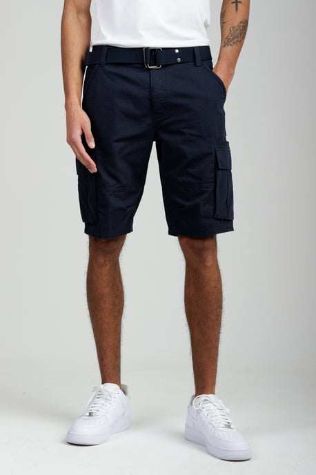 Navy Cotton Ripstop Cargo Shorts - Image 1