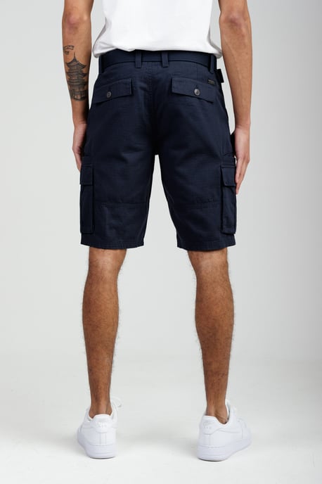 Navy Cotton Ripstop Cargo Shorts - Image 2