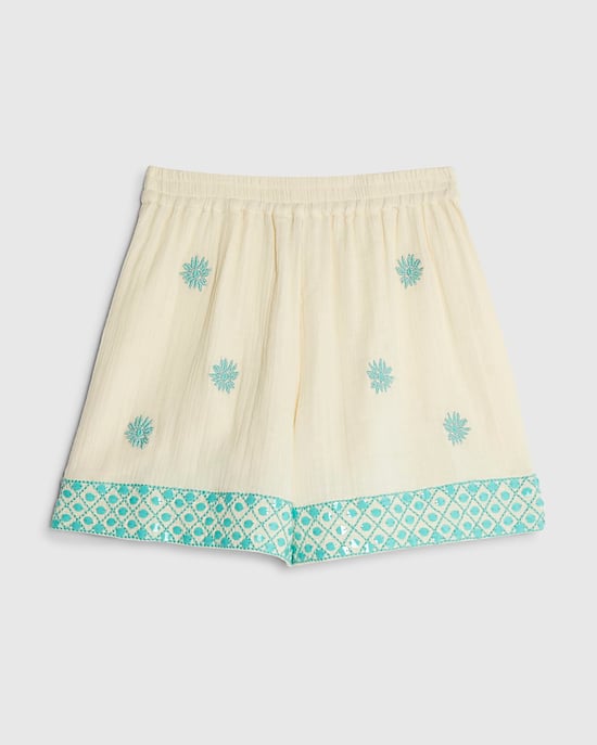 River Island Womens Shorts Cream Sequin Embellished Floral - Image 6