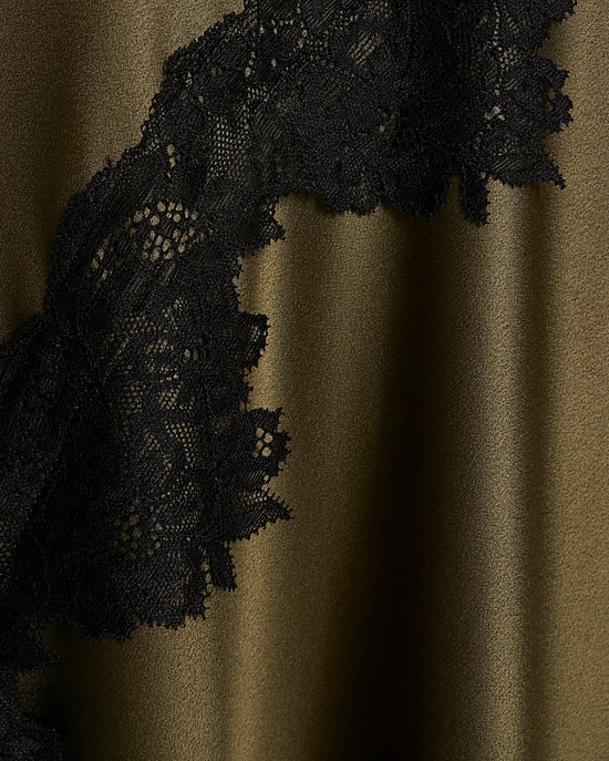 River Island Womens Midi Dress Khaki Lace 2 in 1 Hybrid Design Drape - Image 5