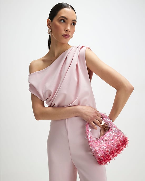 River Island Womens Jumpsuit Pink Asymmetric neck Drape Sleeveless - Image 4