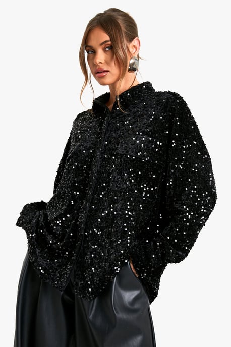 Velvet Sequin Oversized Shirt - Image 3