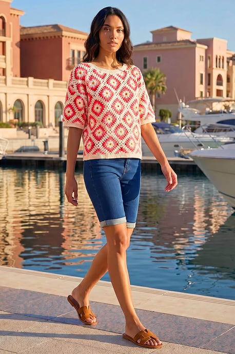 Floral Crochet Knit Top - Image 2