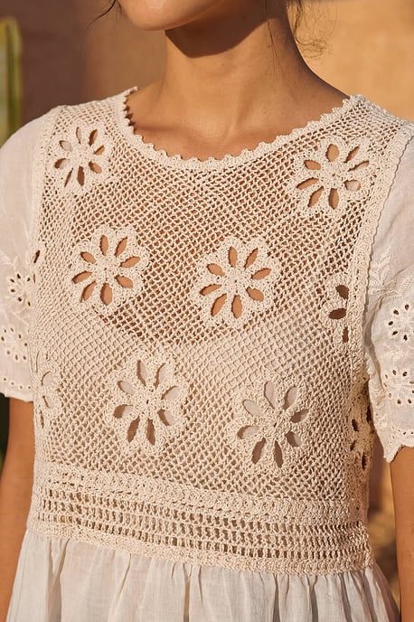 Floral Crochet Tunic Top - Image 4