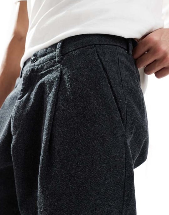 Jack & Jones bred tapered passform bomullstwill smart byxor i svart - Image 4