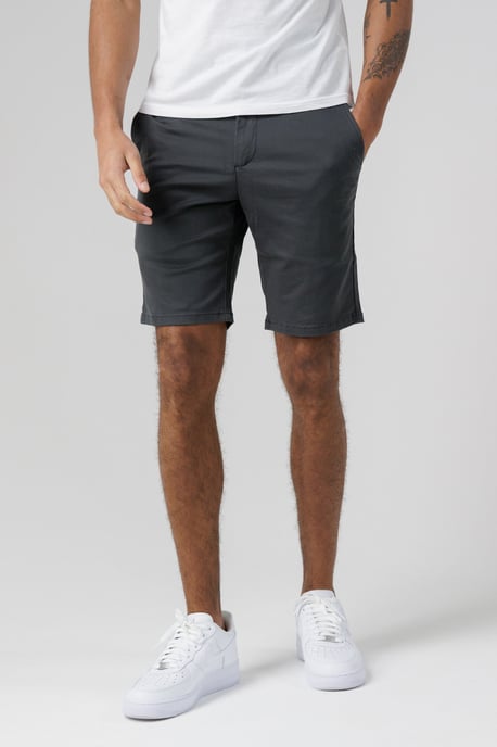Dark Grey Organic Cotton Slim Fit Chino Shorts - Image 1