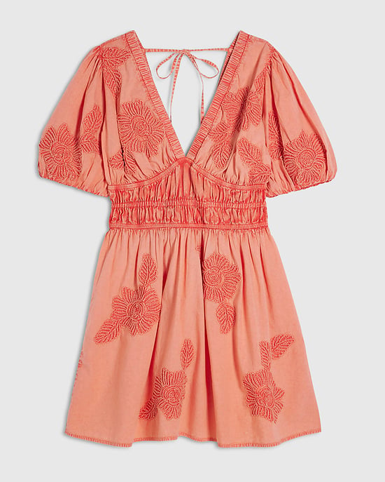 River Island Womens Mini Dress Pink Cotton Short Puff Sleeve Cornelli - Image 6