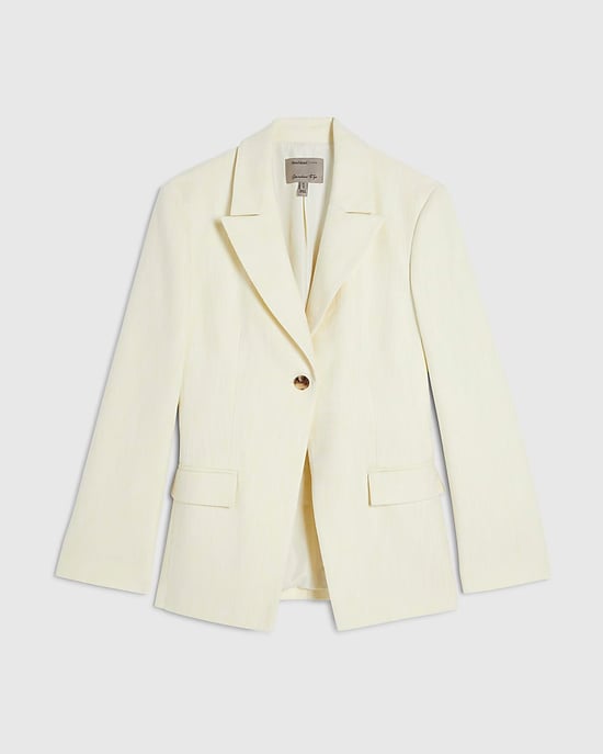 River Island Womens Blazer Yellow Cotton Cinched Long Sleeve - Image 6