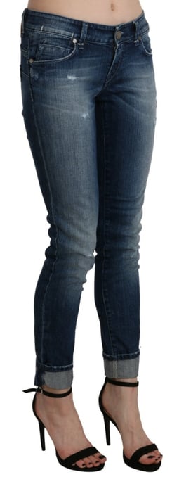 Acht Cotton Blue Washed Low Waist Skinny Cropped Jeans - Image 3