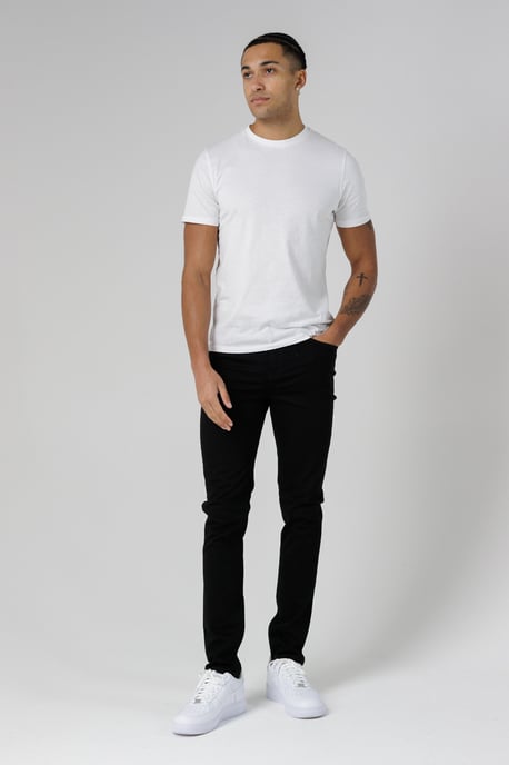 Black Organic Cotton Skinny Fit Mid-Rise Denim Jeans - Image 3