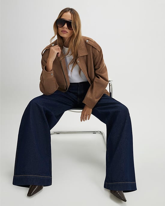 River Island Womens Baggy Jeans Blue Mid Rise Combat - Image 3