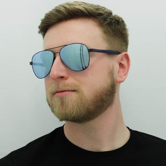 Hugo Boss Aviator Mens Matte Blue Blue Mirror Sunglasses - Image 6