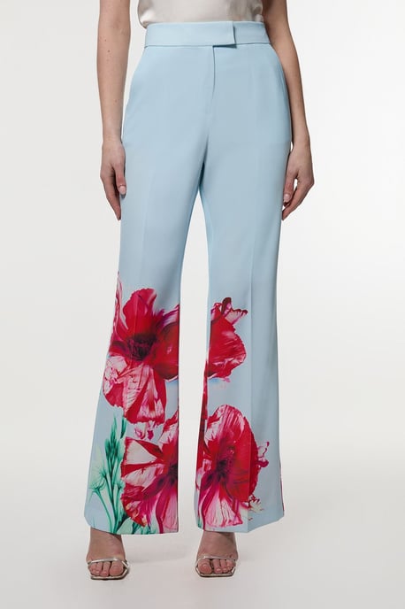 Tailored Crepe Placed Floral Wide Leg Trouser - Image 2