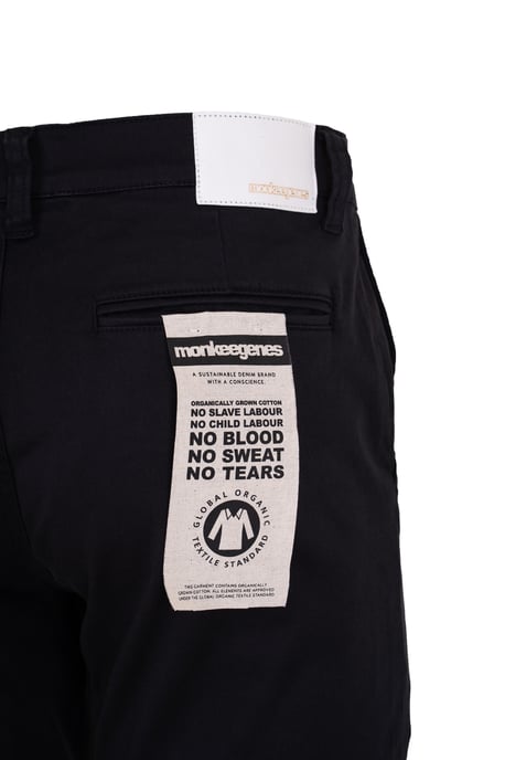 Black Organic Cotton Slim Fit Chino Shorts - Image 5
