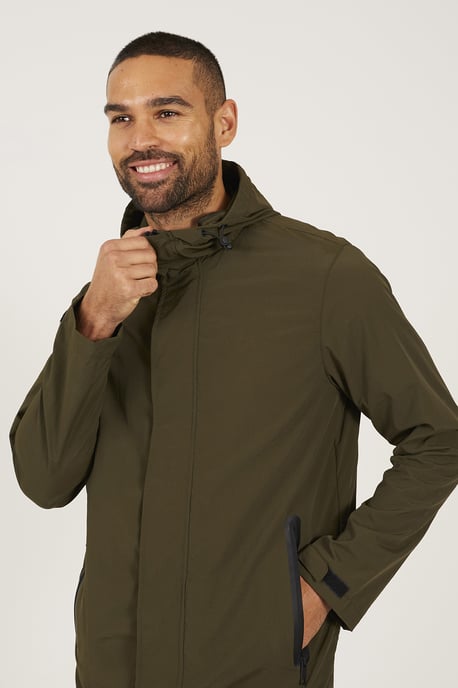 Khaki Lightweight Hooded Parka Jacket - Image 4