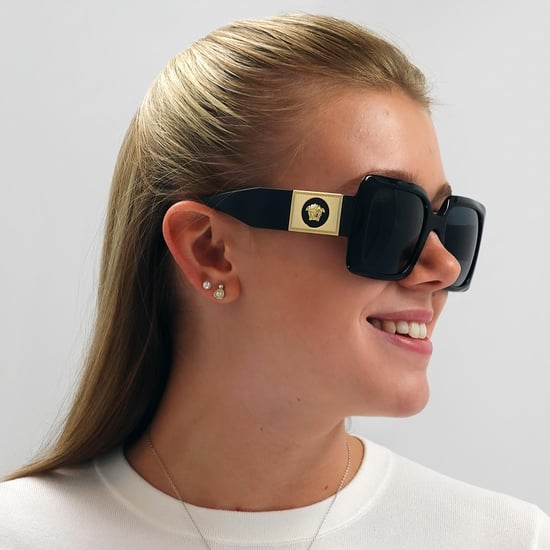 Versace Square Womens Black Dark Grey Sunglasses - Image 5