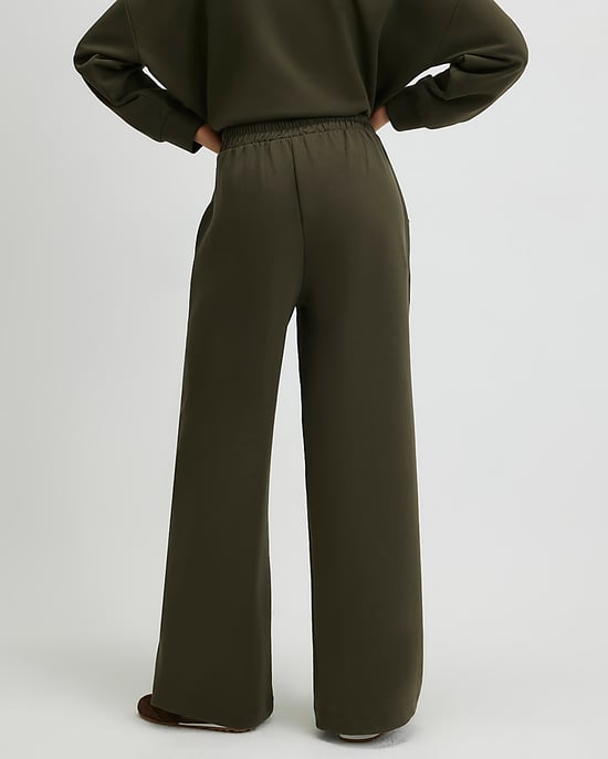 River Island Womens Wide Leg Trousers Khaki Tailored Button - Image 3