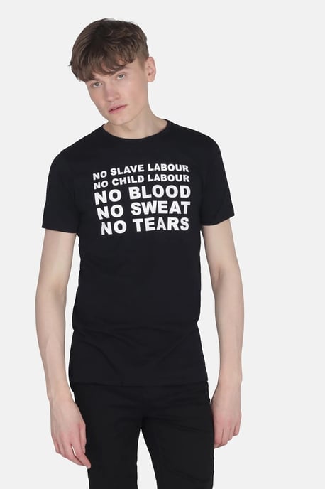 Black Organic Cotton Crew Neck Short Sleeve Graphic Print T-Shirt - Image 1