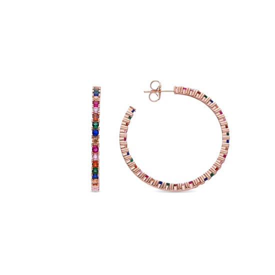 Örhängen i Luxenter Sterling Silver 925 med flerfärgade zirkoner i 18K roséguld - Vyamba - Image 1