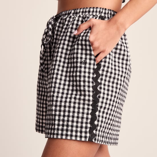 Sienna Womens Gingham Check Shorts - Black Check - Image 6