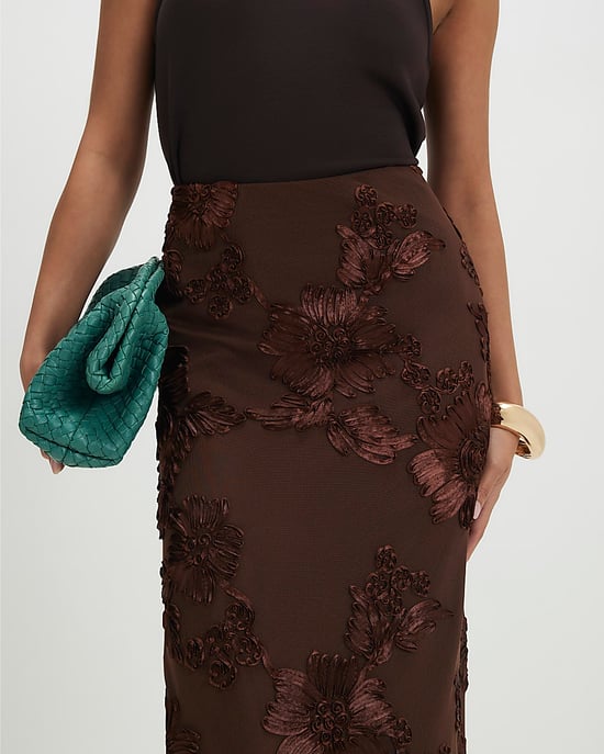 River Island Womens Maxi Skirt Petite Brown Cornelli Elasticated Waist - Image 3