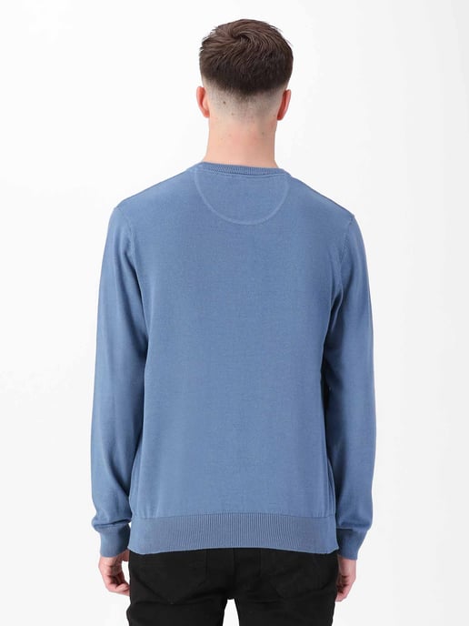 Luke 1977 Men's Noah Super Fine Crew Knit Jumper in Blue - Image 4