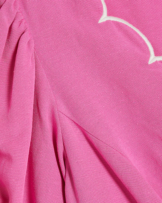 River Island Womens Mini Dress Pink Linen Blend Scallop Trim V-Neck - Image 5