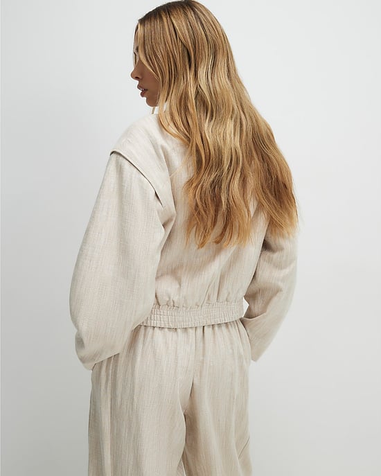 River Island Womens Bomber Jacket Beige Tailored Long Sleeve - Image 3