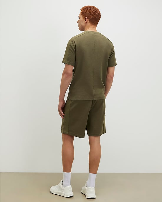 River Island Mens Shorts Khaki Regular Fit Textured Cargo Drawstring - Image 4