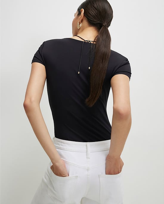 River Island Womens Bodysuit Green & Black Scoop Neck 2 Pack Popper - Image 4