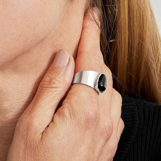 Luxenter sheak ring in metal alloy and onyx, rhodium-plated finish - Image 3