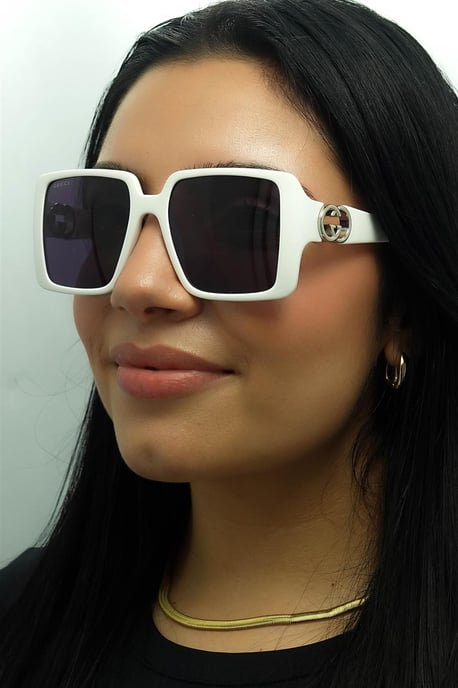 Gucci Vierkant Dames Wit met Zilver Donkergrijs GG1692S - Image 6
