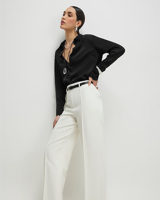 River Island Womens Straight Leg Trousers White Belted Pin Tuck - Image 2