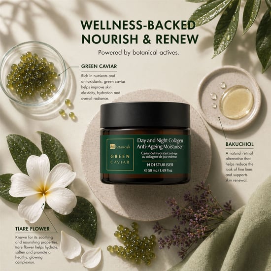 Dr. Botanicals Green Caviar Day & Night Anti-Ageing Moisturiser 50ml for Fine Lines, Wrinkles, Dryness - Image 6