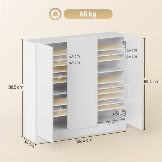4goodz Homcom schoenenkast 20-30 paar schoenen hoogglans - Image 6