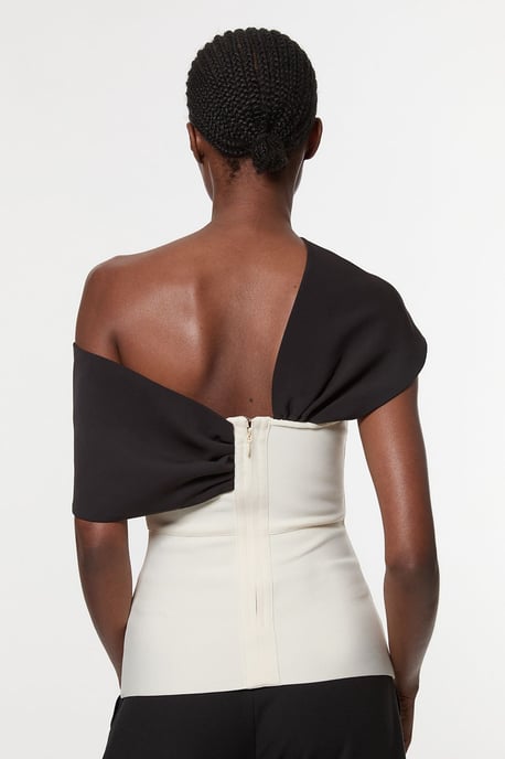 Figure Form Bandage Knit Asymmetric Strap Top - Image 4