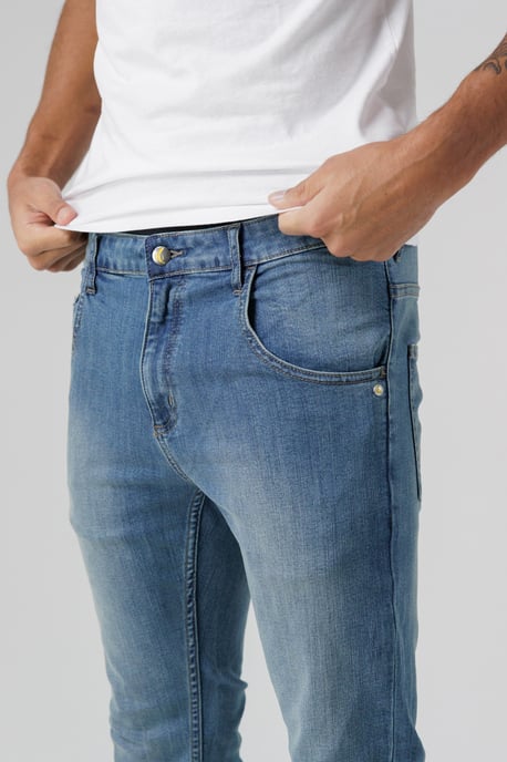 Blue Organic Cotton Blend Skinny Mid-Rise Denim Jeans - Image 4