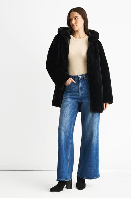 Hooded Faux Fur Jacket - Image 3