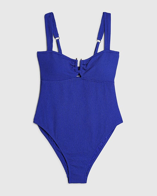 River Island Womens Swimsuit Blue Metal Trim Textured - Image 5