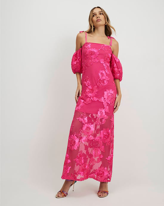 River Island Womens Maxi Dress Pink Cornelli Design Square Neck - Image 1