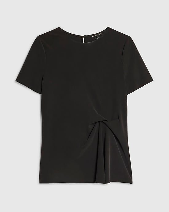 River Island Womens Top Black Short Sleeve Gathered Side Crew Neck - Image 6