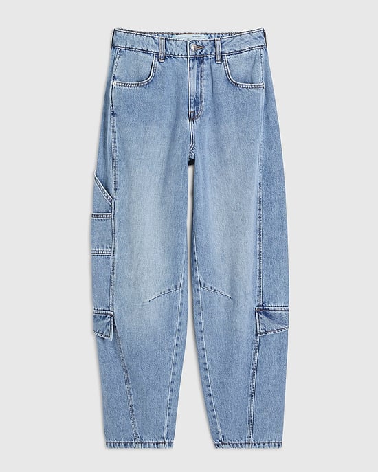 River Island Womens Barrel Leg Jeans Blue Utility Pleat - Image 6