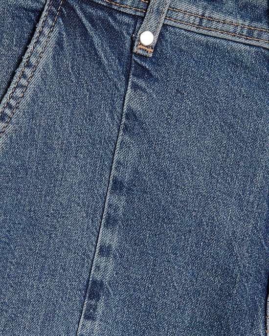 River Island Womens Cropped Jeans Blue Denim Zip Hook - Image 5