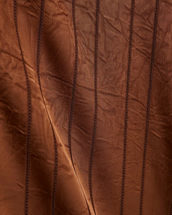 River Island Womens Blouse Brown Satin Striped Crinkle Long Sleeve - Image 5