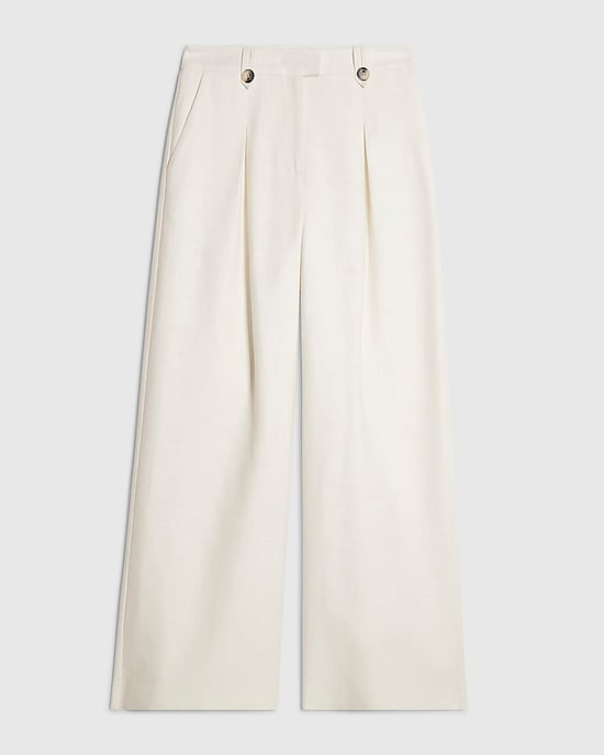 River Island Womens Wide Leg Trousers White Linen Look Pleated - Image 6